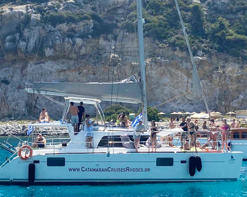 Explore the East Coast Beaches with Sailing Catamaran Wind | Cruises | Captains Tours Rhodes Greece
