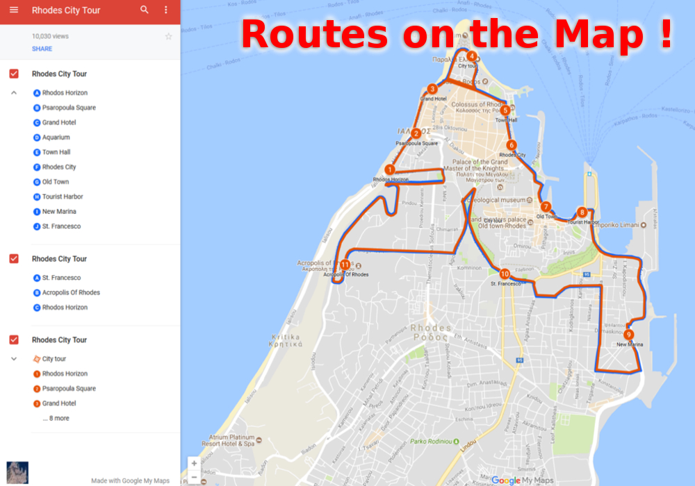 Rhodes City Tour Open Bus Routes | Captains Tours