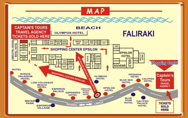 Faliraki Map | Captains Tours